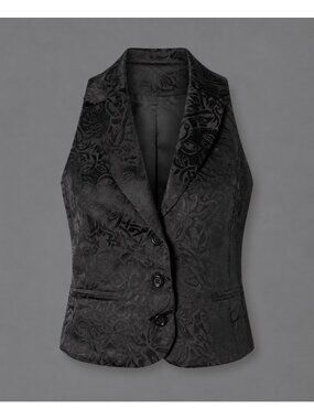 RAVEN Womens S/M Black-on-Black Medusa Jacquard Vest Waistcoat Goth Gothic